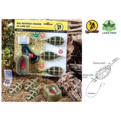 КАМПЛЕКТ МЕТОД ФИДЕР И ПРЕСА EXTRA CARP METHOD FEEDER IN LINE SET 20/25/30гр.